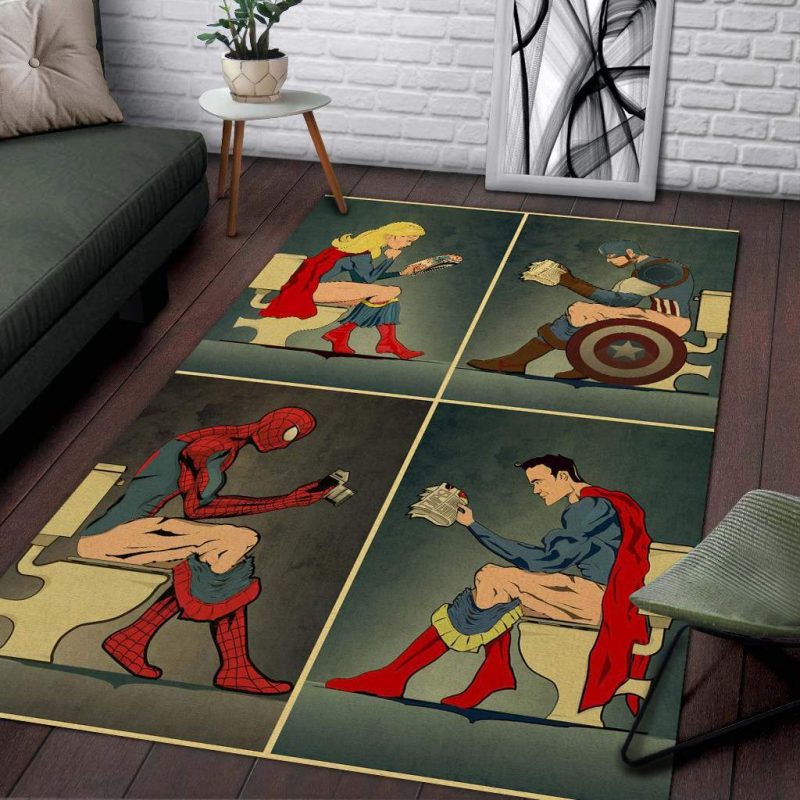 Christmas Gift Super Hero In Bathroom 002 Area Limited Edition Rug Carpet Floor Decor