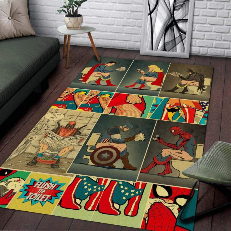 Christmas Gift Super Hero In Bathroom Area Limited Edition Rug Carpet Floor Decor