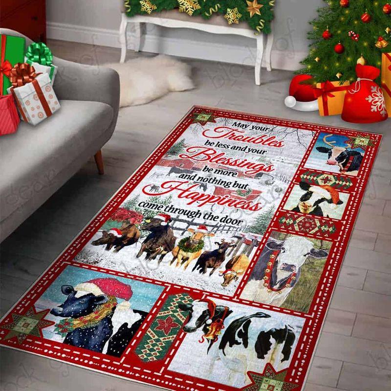 Christmas On The Farm Cow Rectangle Limited Edition Rug Carpet