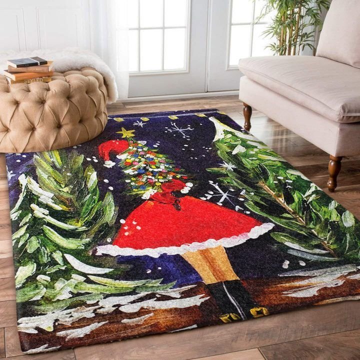 Christmas Tree Girl Living Room Rug Carpet