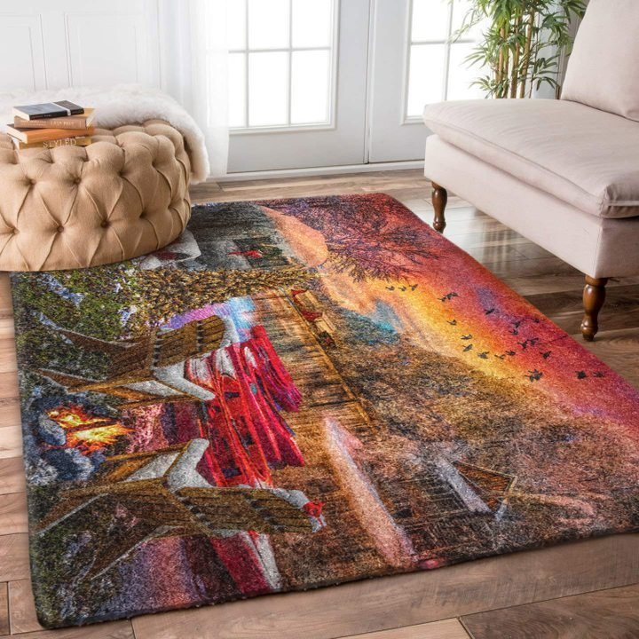 Christmas Village With Boat And River Living Room Rug Carpet