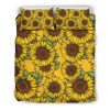 Classic Vintage Sunflower Pattern Print Duvet Cover and Pillowcase Set Bedding Set