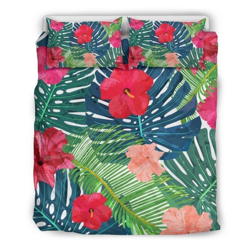 Colorful Hawaii Floral Pattern Print Duvet Cover and Pillowcase Set Bedding Set