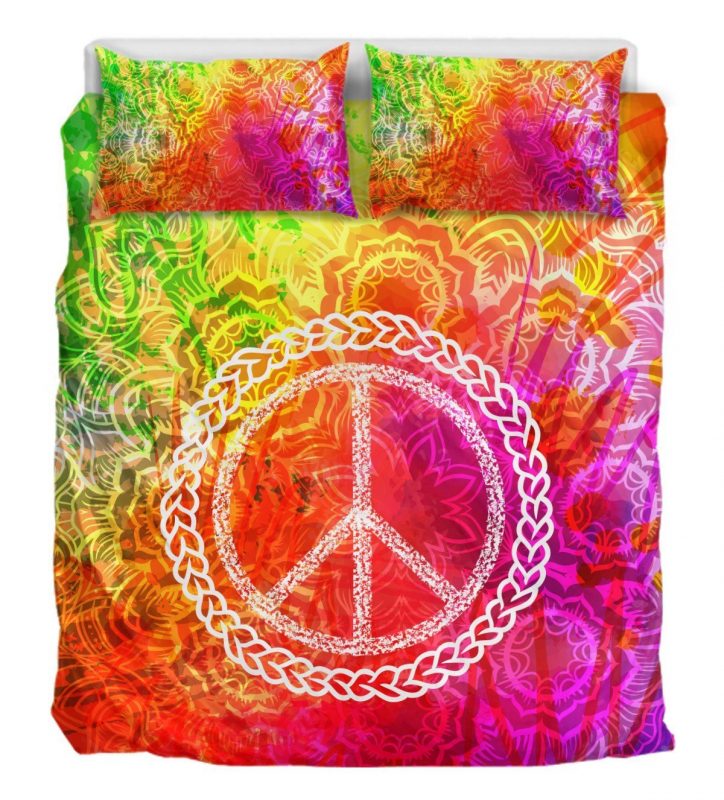 Colorful Splatter Peace Duver Duvet Cover and Pillowcase Set Bedding Set