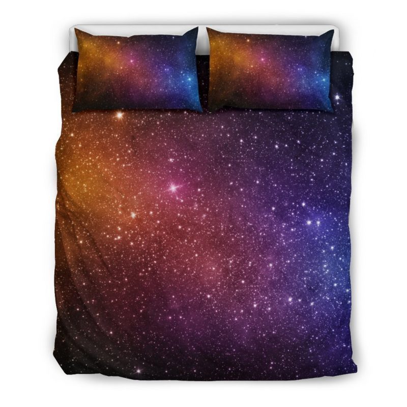 Colorful Stardust Galaxy Space Print Duvet Cover and Pillowcase Set Bedding Set