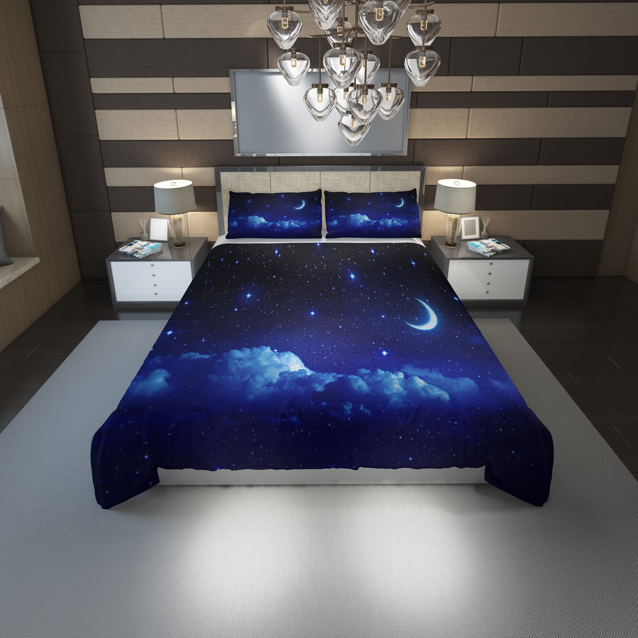 Crescent Moon Duvet Cover and Pillowcase Set Bedding Set 1139