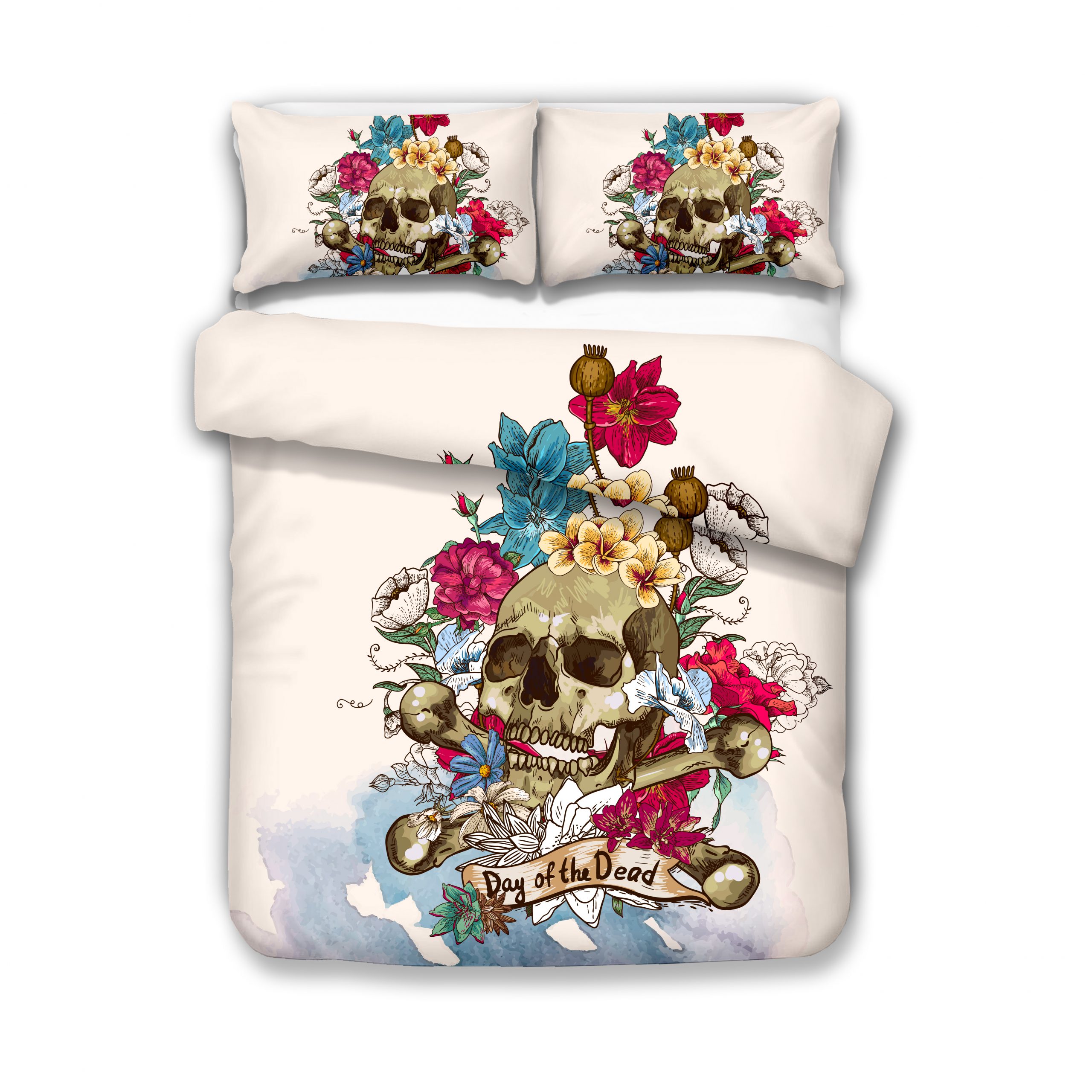 Day Of The Dead Skull Duvet Cover and Pillowcase Set Bedding Set