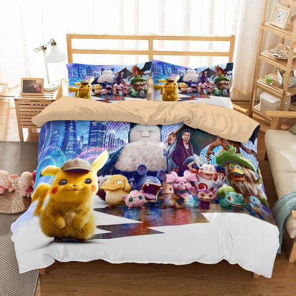 Detective Pikachu Duvet Cover and Pillowcase Set Bedding Set 746