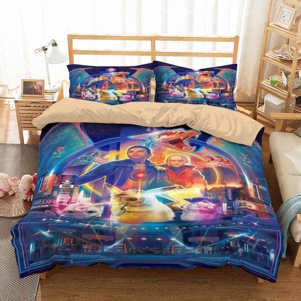 Detective Pikachu Duvet Cover and Pillowcase Set Bedding Set 788