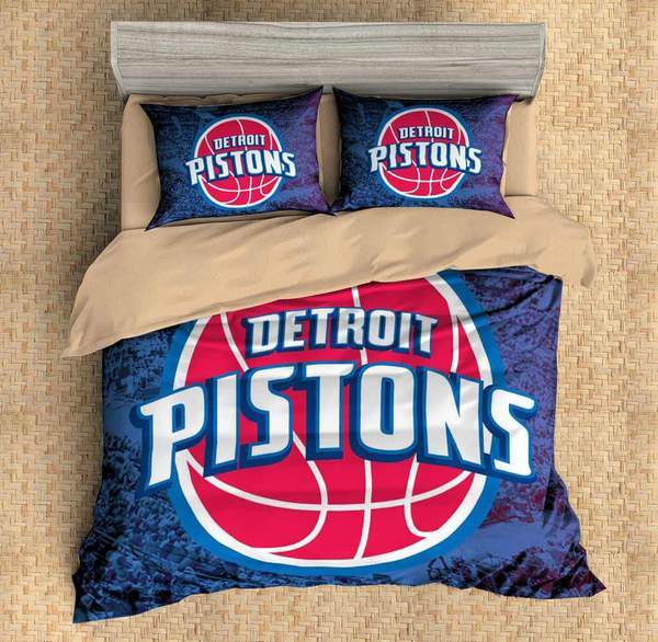 Detroit Pistons Duvet Cover and Pillowcase Set Bedding Set