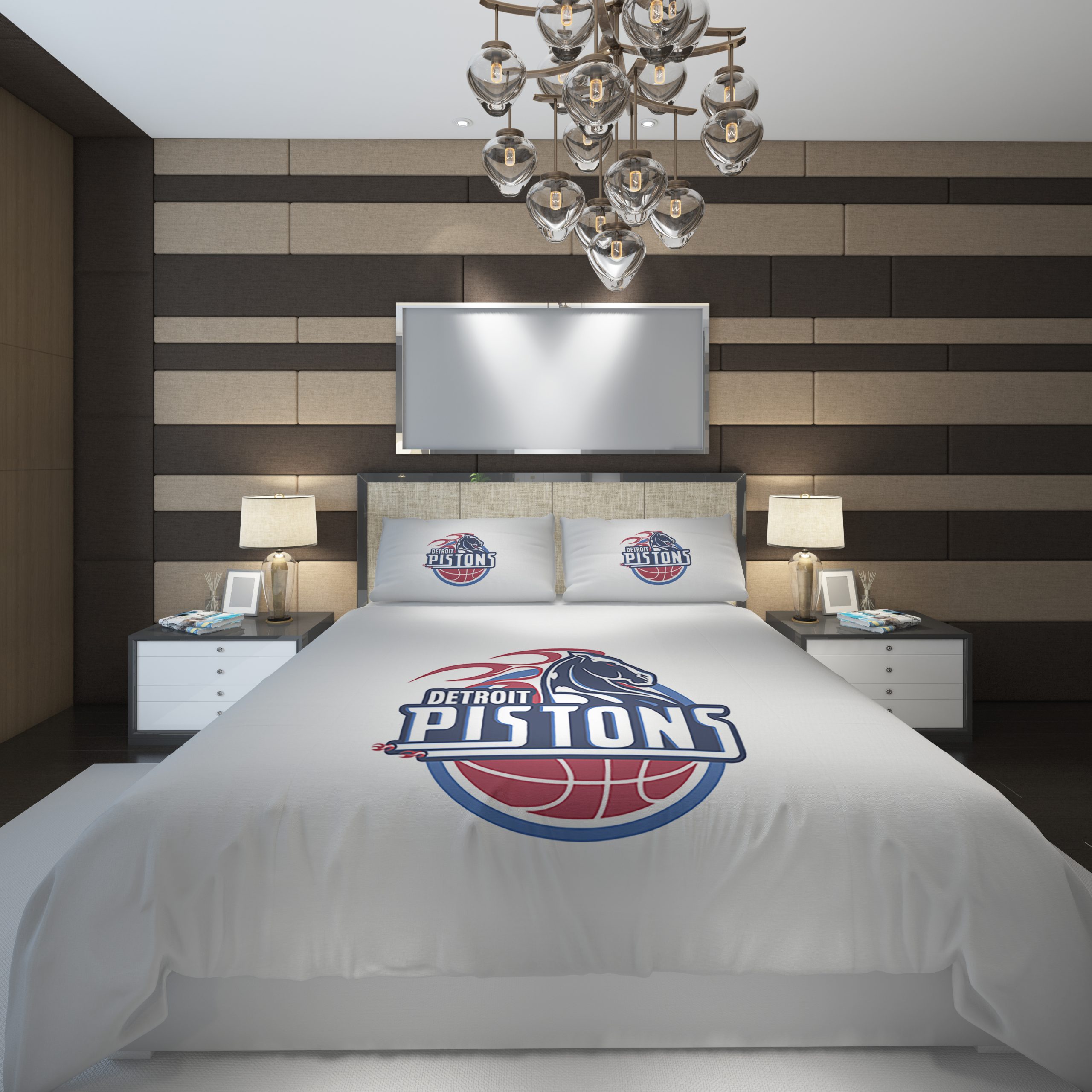 Detroit Pistons NBA Basketball ize Duvet Cover and Pillowcase Set Bedding Set