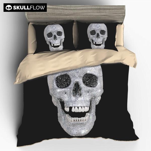 Diamond Skull Chic Duvet Cover and Pillowcase Set Bedding Set