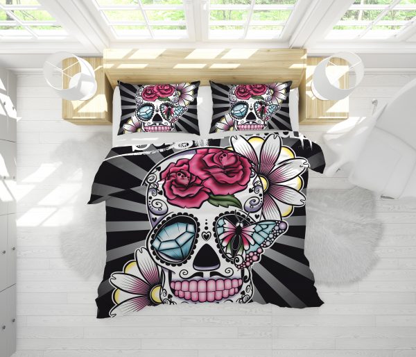 Diamond Skull Duvet Cover and Pillowcase Set Bedding Set