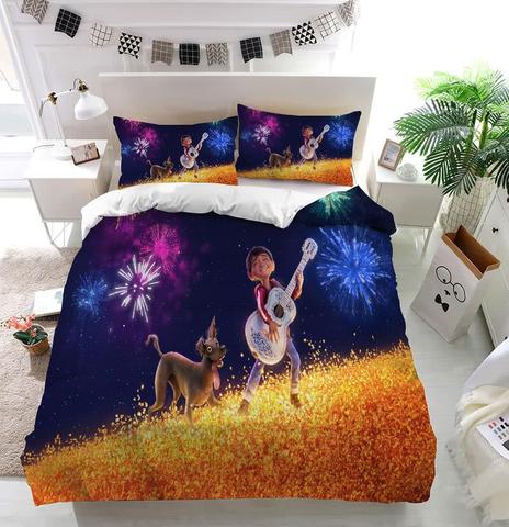 Disney Coco Playing Guitar Duvet Cover and Pillowcase Set Bedding Set