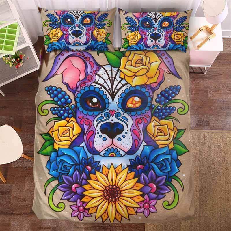 Dog Skull Duvet Cover and Pillowcase Set Bedding Set