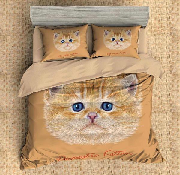 Domestic Kitten Duvet Cover and Pillowcase Set Bedding Set