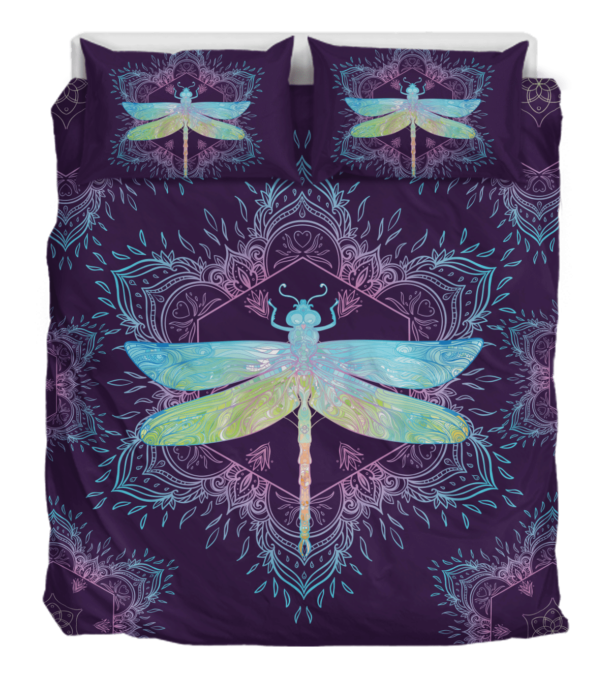 Dragonfly Mandala Duver Duvet Cover and Pillowcase Set Bedding Set