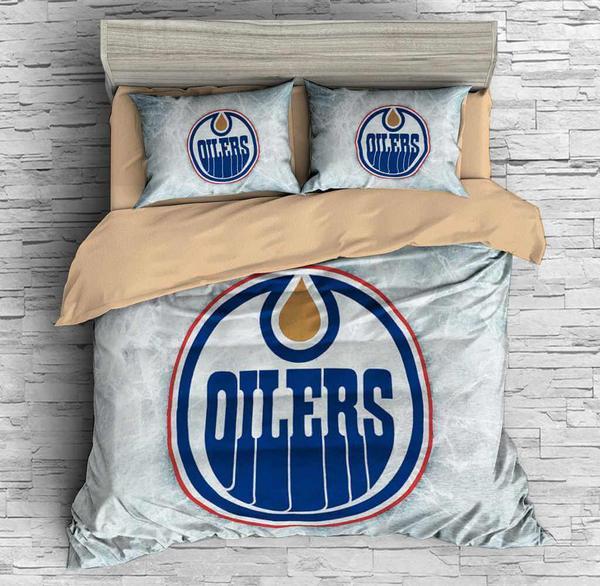 Edmonton Oilers Duvet Cover and Pillowcase Set Bedding Set