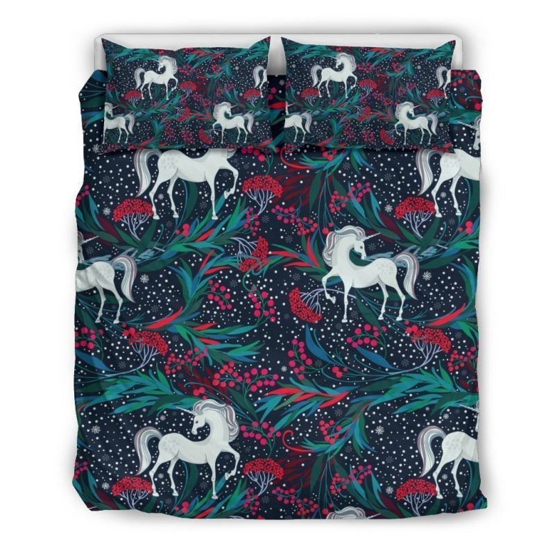 Fairy Floral Unicorn Pattern Print Duvet Cover and Pillowcase Set Bedding Set