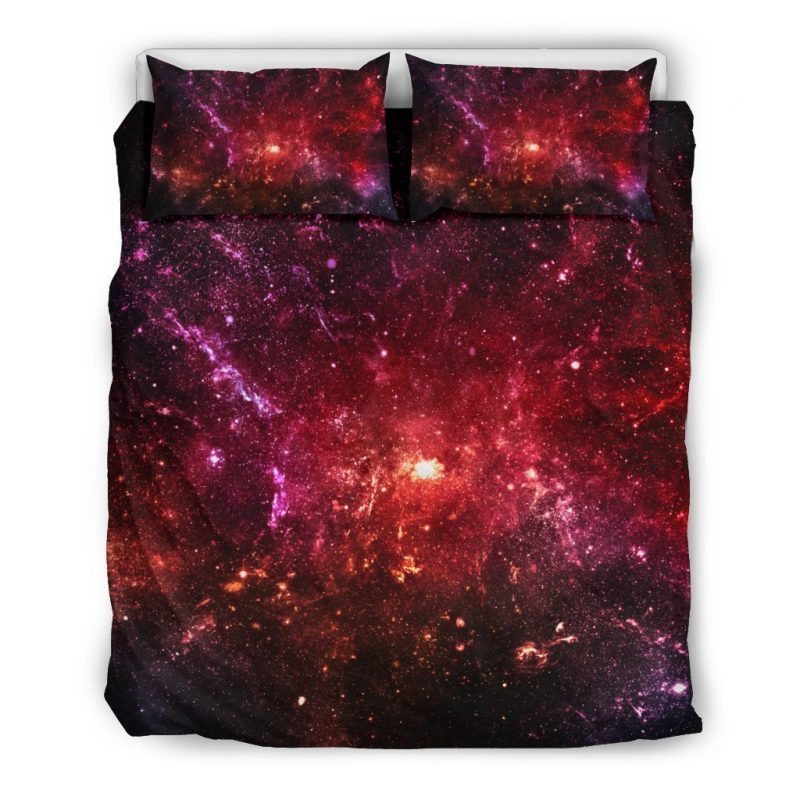 Fiery Nebula Universe Galaxy Space Print Duvet Cover and Pillowcase Set Bedding Set