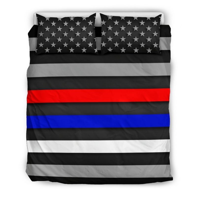 First Responders Lines Duvet Cover and Pillowcase Set Bedding Set