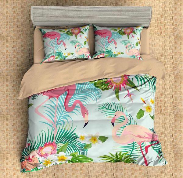 Flamingo Duvet Cover and Pillowcase Set Bedding Set