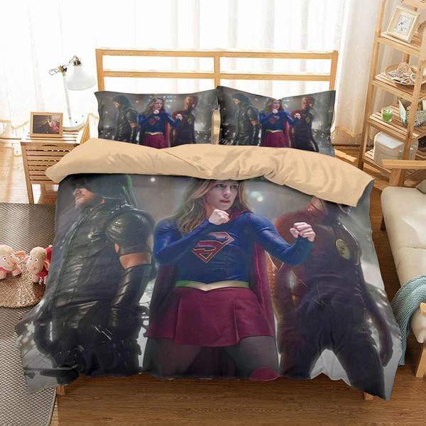 Flash Arrow Supergirl Duvet Cover and Pillowcase Set Bedding Set