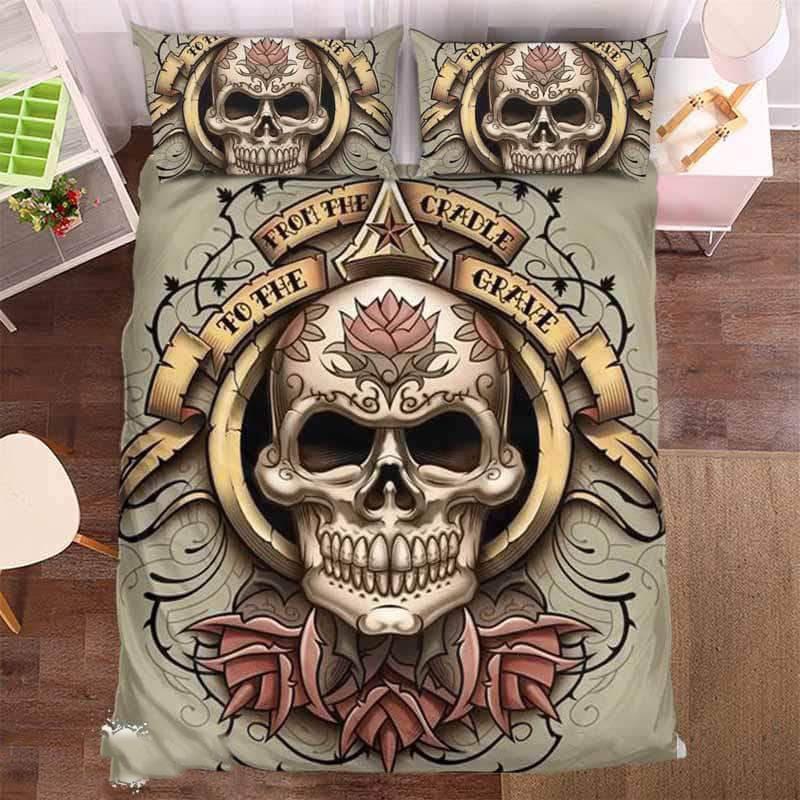 Floral Skull 1 Duvet Cover and Pillowcase Set Bedding Set