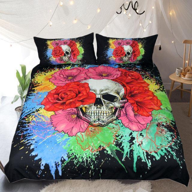 Floral Splash Watercolor Duvet Cover and Pillowcase Set Bedding Set