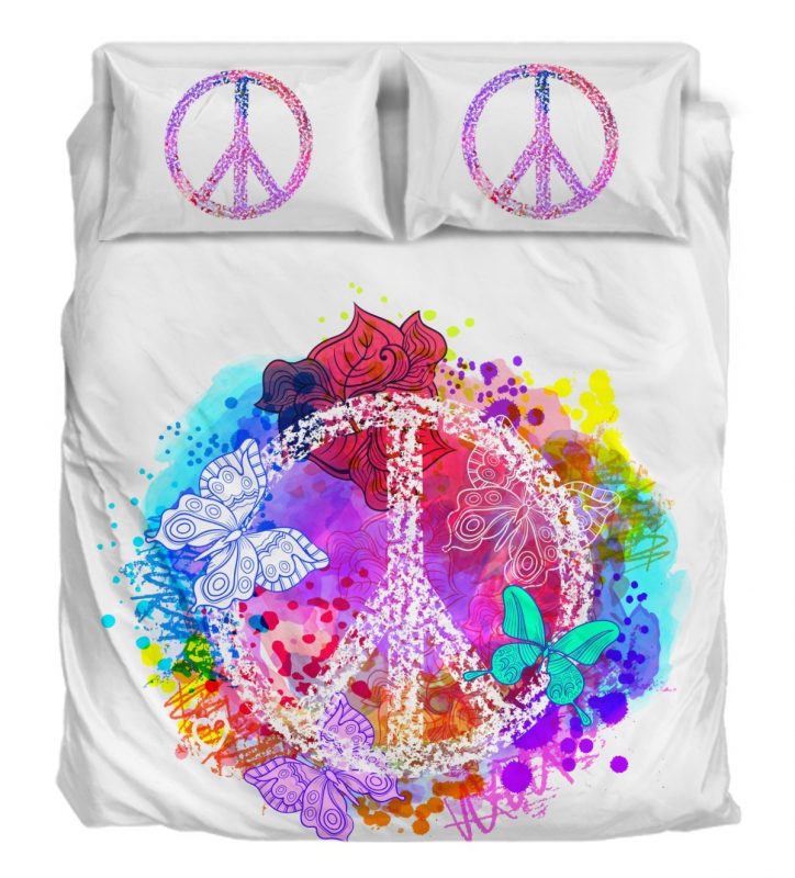 Flower Peace Duver Duvet Cover and Pillowcase Set Bedding Set