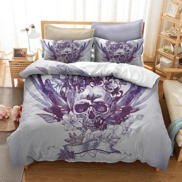 Flower Sugar Skull s Duvet Cover and Pillowcase Set Bedding Set