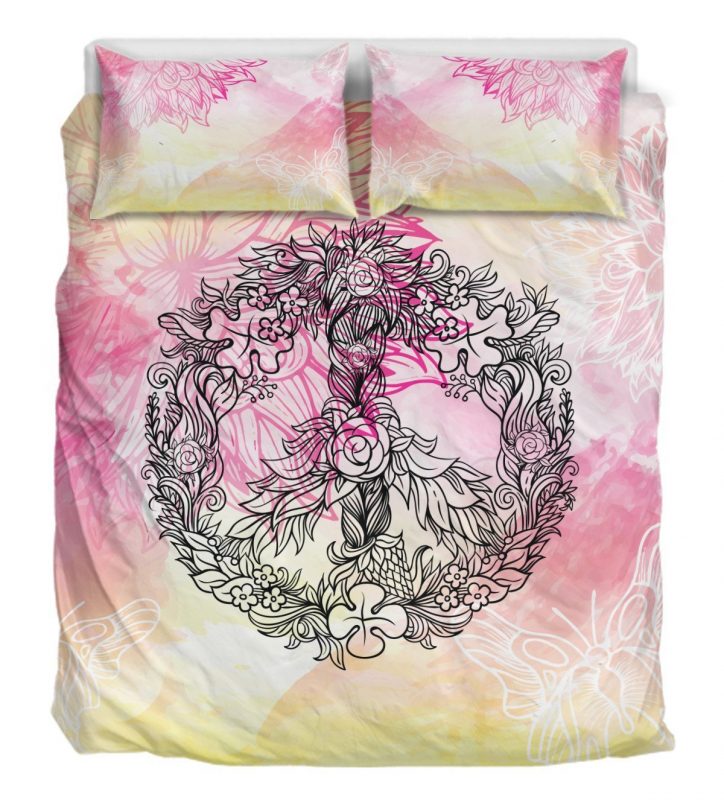 Flower World Peace Duvet Cover and Pillowcase Set Bedding Set