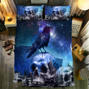 Galaxy Skull Crows 1 Duvet Cover and Pillowcase Set Bedding Set