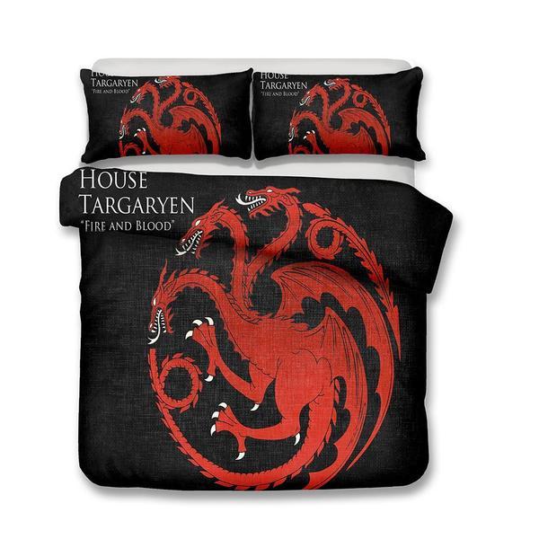 Game Of Thrones Dragon House Targaryen Duvet Cover and Pillowcase Set Bedding Set