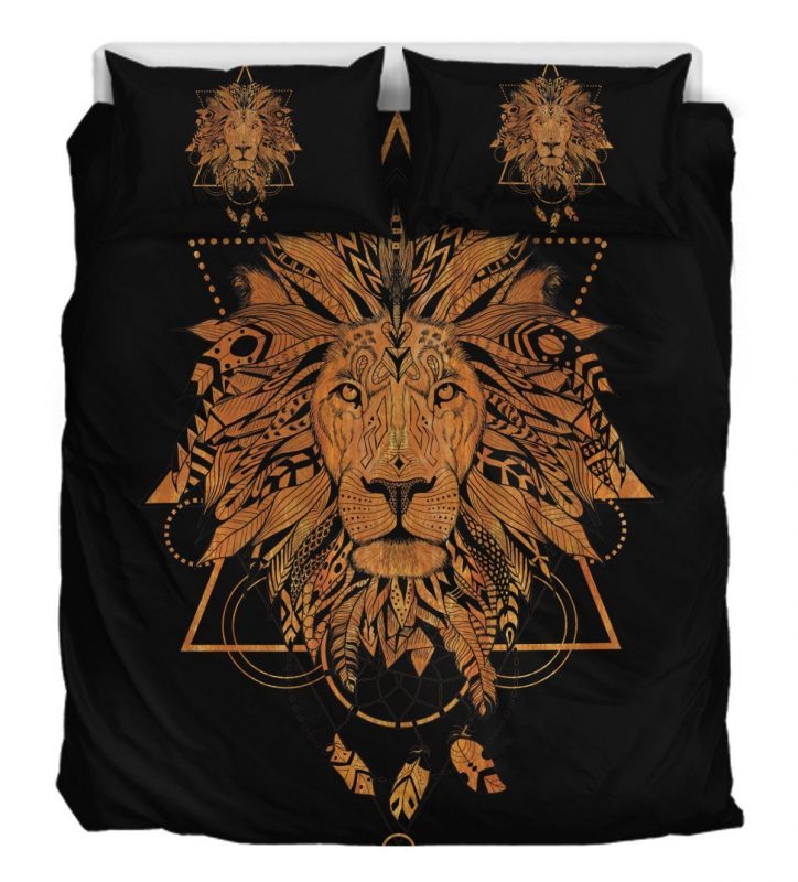 Gold Lion Duver Duvet Cover and Pillowcase Set Bedding Set