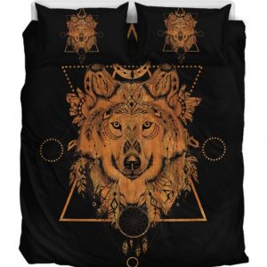 Gold Wolf Duver Duvet Cover and Pillowcase Set Bedding Set