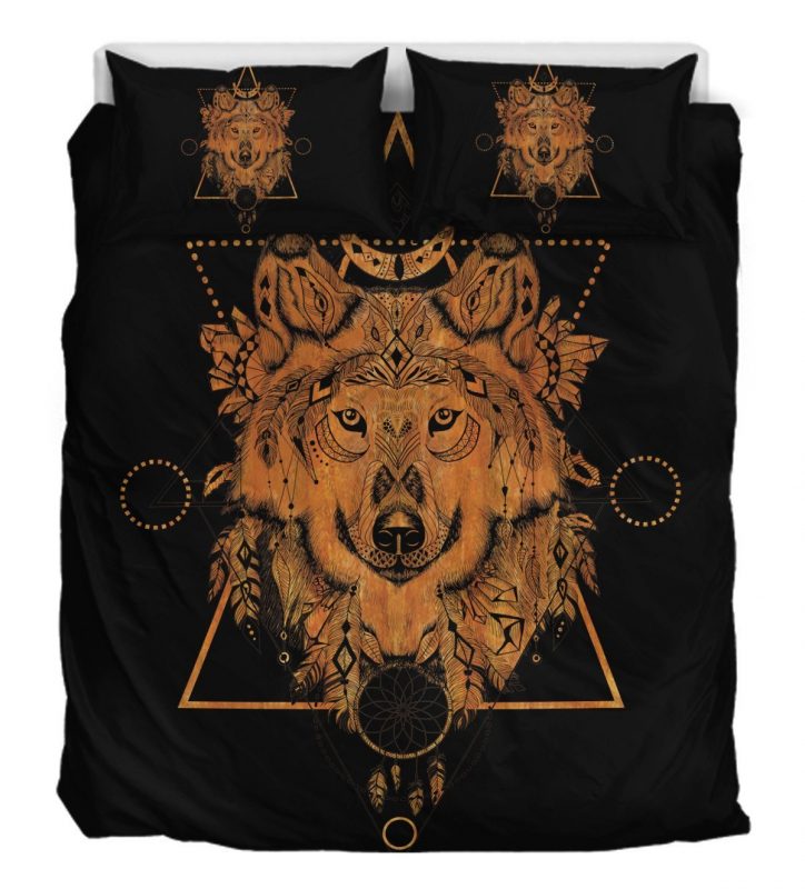 Gold Wolf Duver Duvet Cover and Pillowcase Set Bedding Set