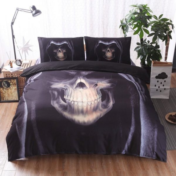 Grim Head Skull Duvet Cover and Pillowcase Set Bedding Set 402