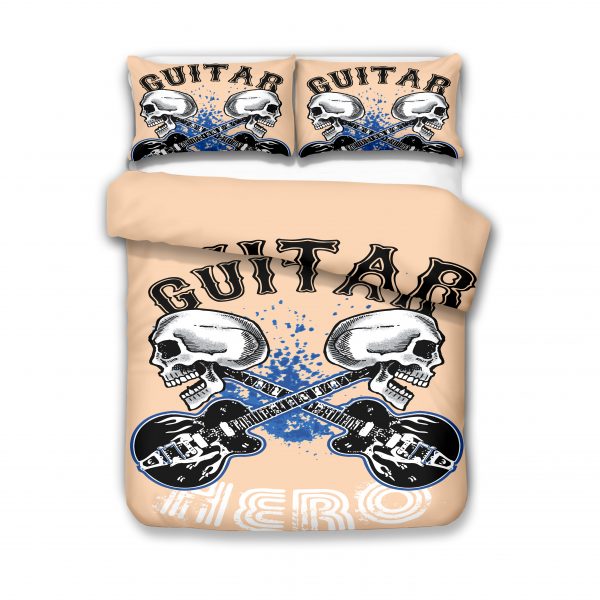 Guitar Skull Duvet Cover and Pillowcase Set Bedding Set