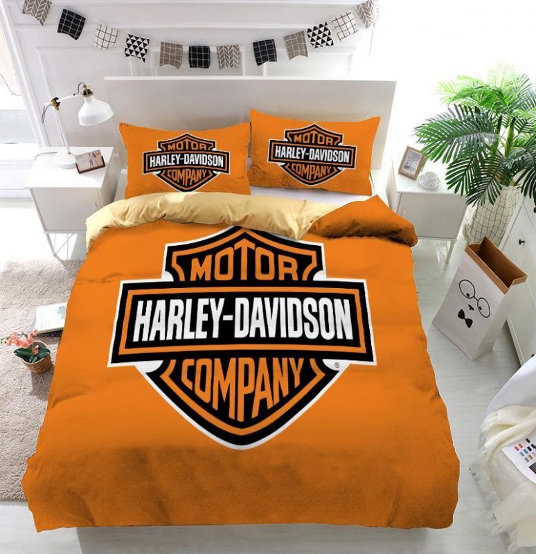 Harley Davidson Motor Company Logo Duvet Cover and Pillowcase Set Bedding Set