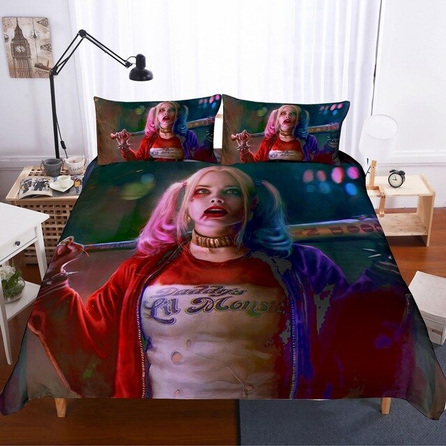 Harley Quinn Joker Suicide Squad 225 Duvet Cover and Pillowcase Set Bedding Set