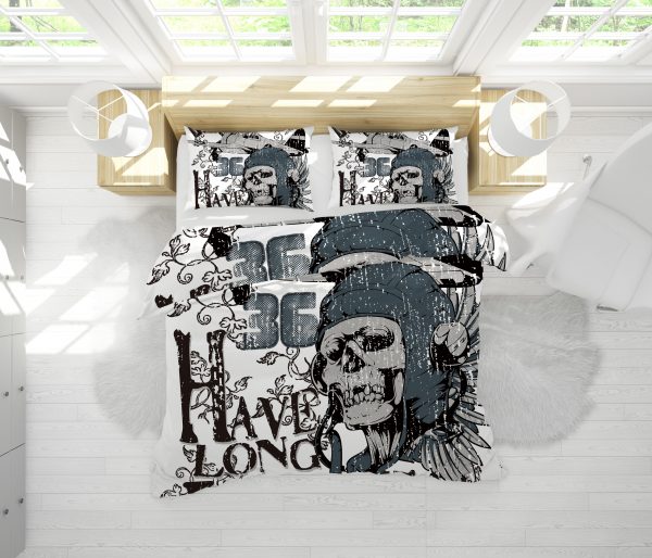 Have Long Skull Duvet Cover and Pillowcase Set Bedding Set