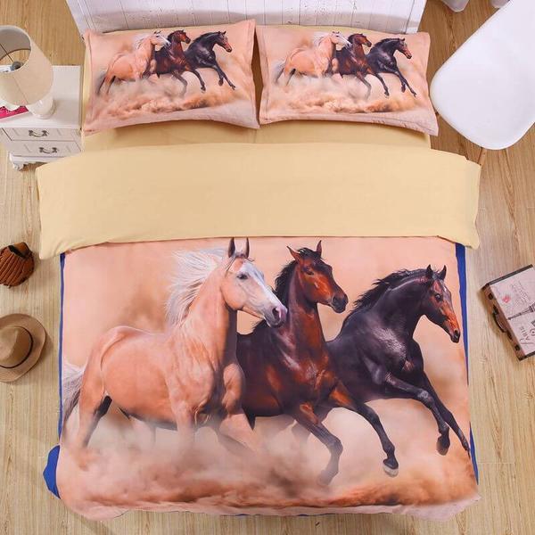 Horse Duvet Cover and Pillowcase Set Bedding Set 590