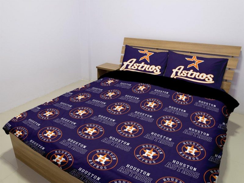 Houston Astros Duvet Cover and Pillowcase Set Bedding Set 1050