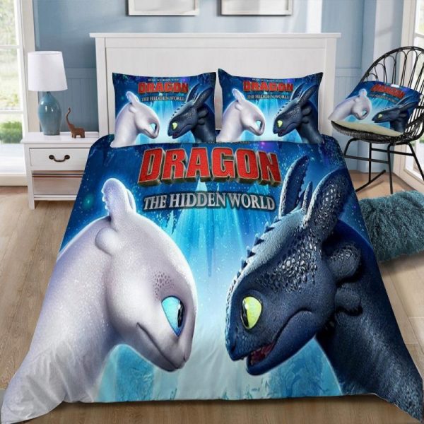 How To Train Your Dragon 3 The Hiden World Duvet Cover and Pillowcase Set Bedding Set 324