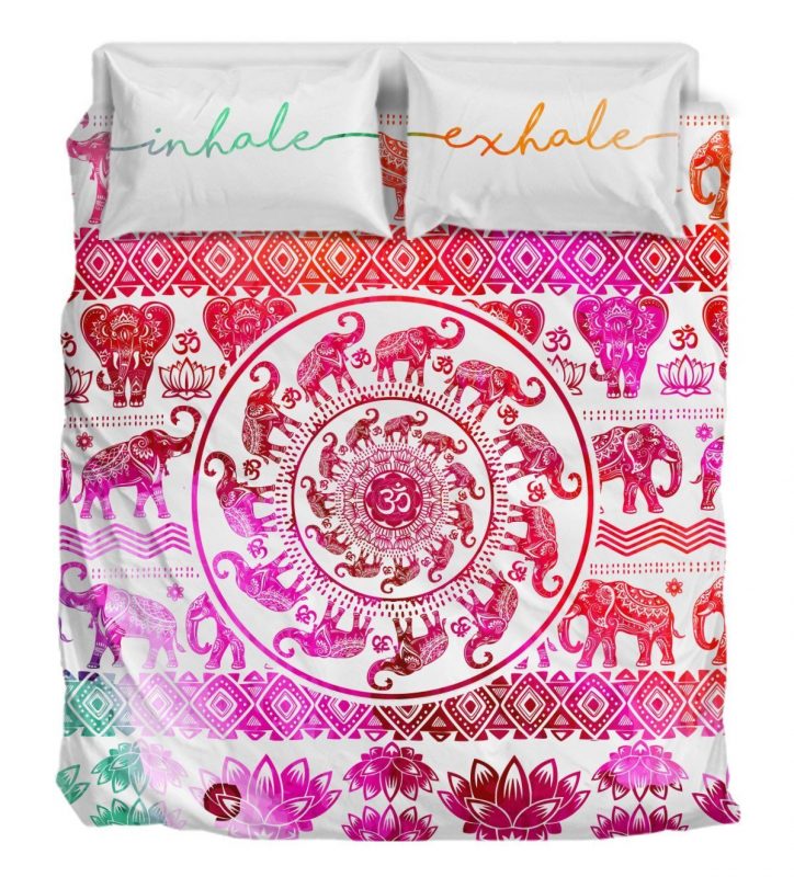 Inhale Exhale Colorful Duver Duvet Cover and Pillowcase Set Bedding Set