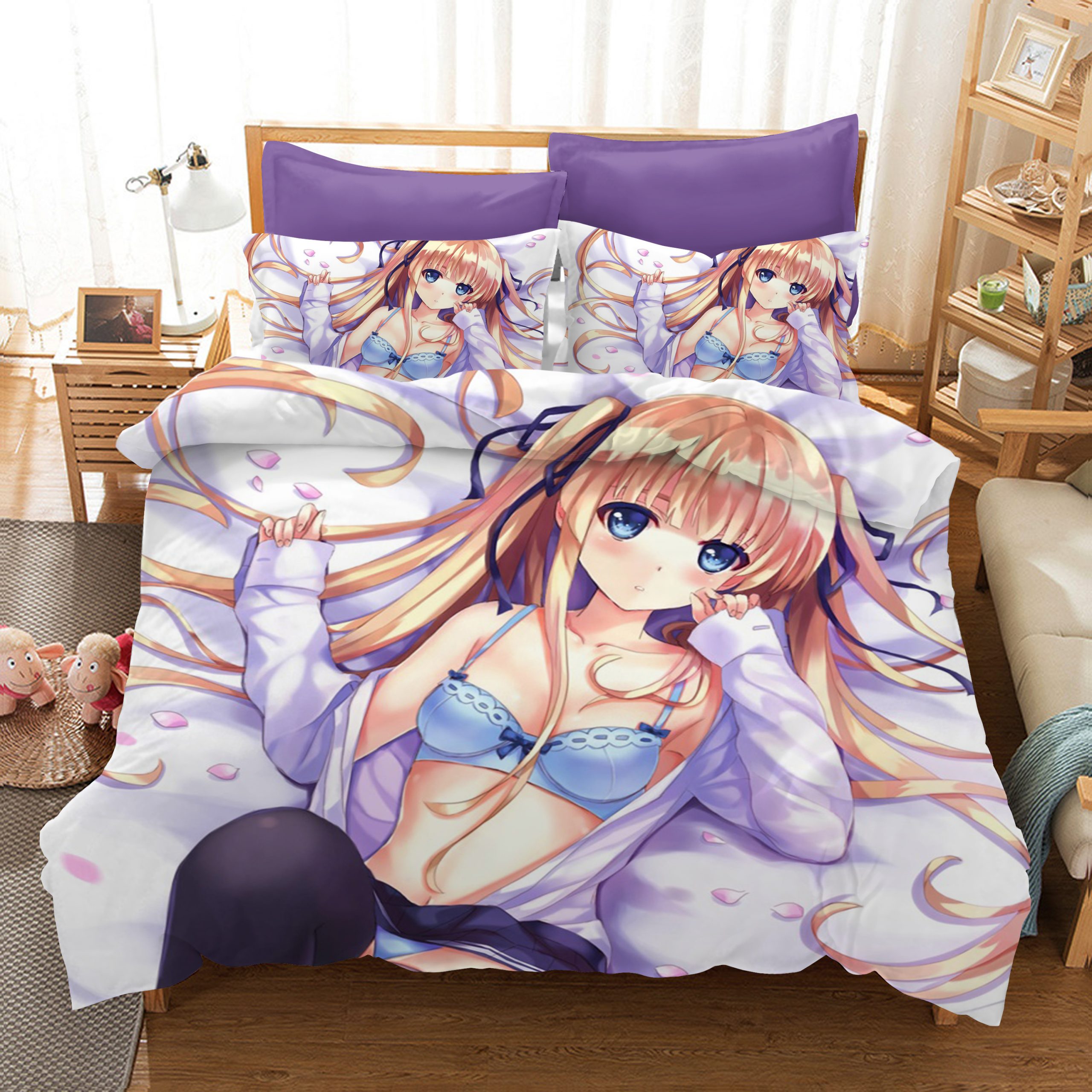 Japanese Cartoon Girl 6 Duvet Cover and Pillowcase Set Bedding Set