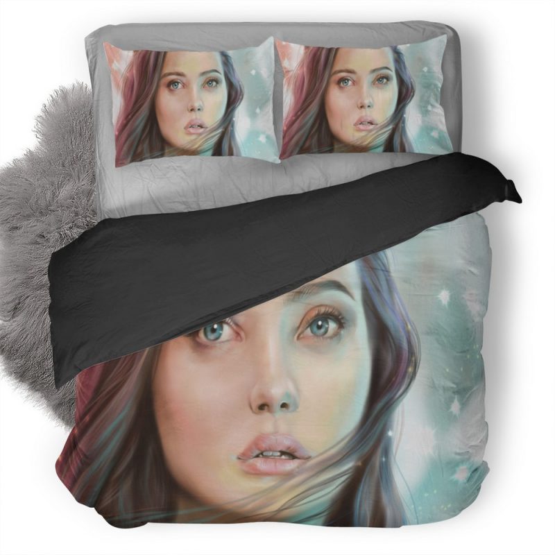 Katherine Langford Digital Portrait Ns Duvet Cover and Pillowcase Set Bedding Set