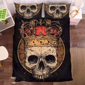 King And Rose Skull Duvet Cover and Pillowcase Set Bedding Set