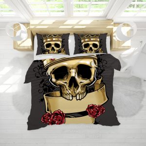 King Skull Duvet Cover and Pillowcase Set Bedding Set